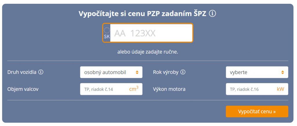 Základné údaje o vozidle pre potreby PZP online